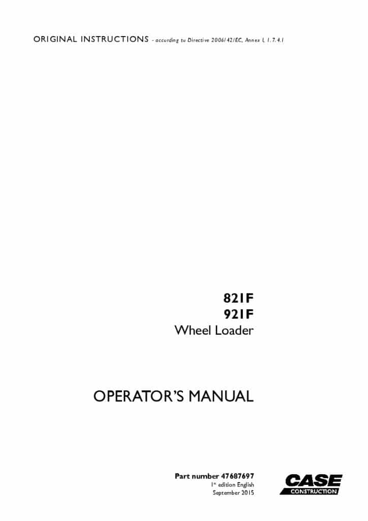 Case 821F, 921F Wheel loader operator manuals PDF Download