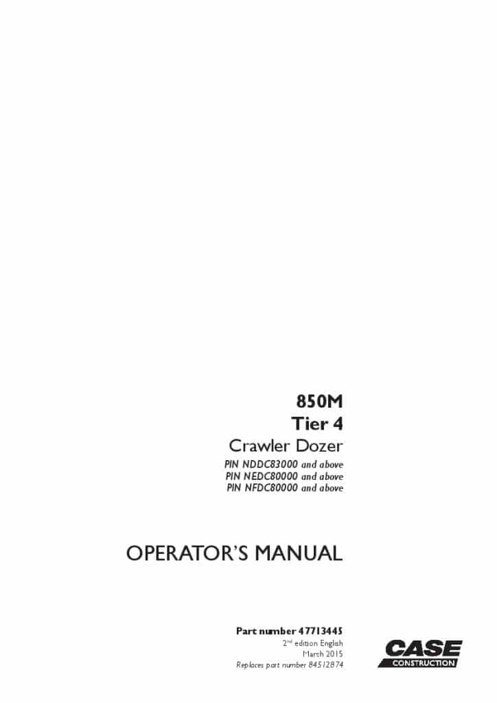 Case 850M Tier 4 crawler dozer operator manuals PDF Download
