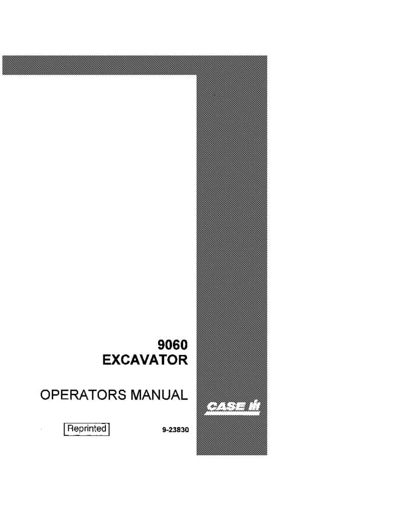 Case 9060 Excavator operator manuals PDF Download