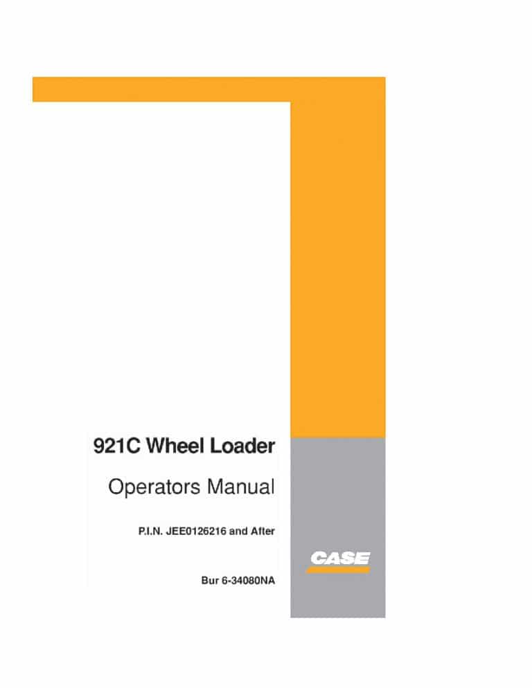 Case 921C Loader JEE0126216 operator manuals PDF Download