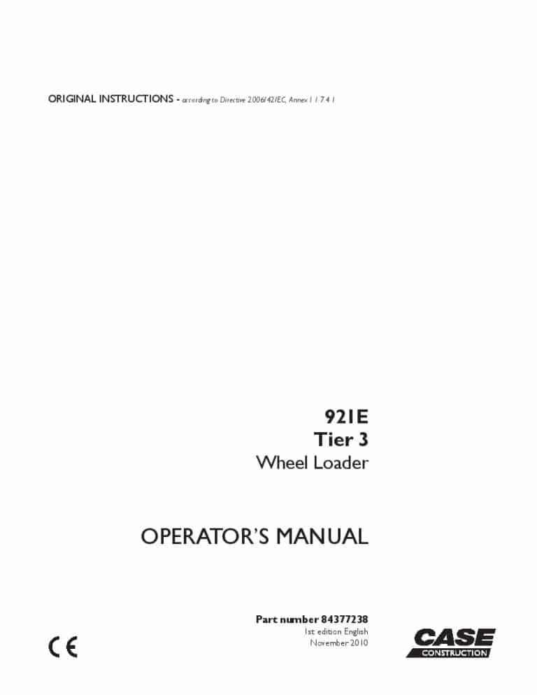 Case 921E Tier 3 Wheel Loader operator manuals PDF Download