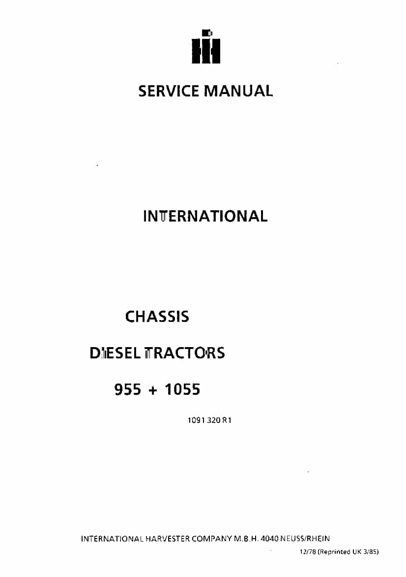Case 955 1055 International Tractor Diesel Repair Service Manual PDF Download