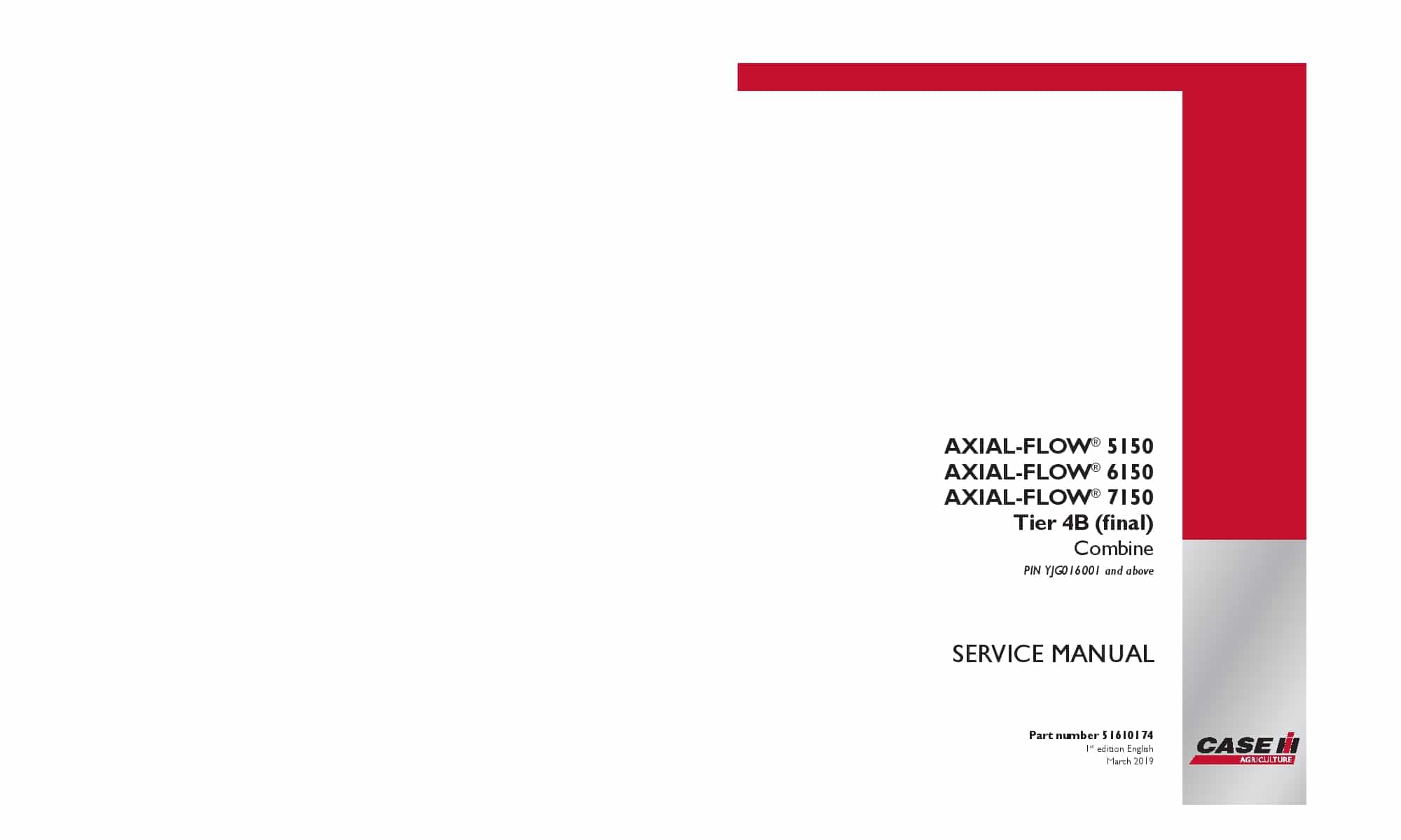 Case Axial-Flow 5150, 6150, 7150 Tier 4B final Combine Repair Service Manual PDF Download