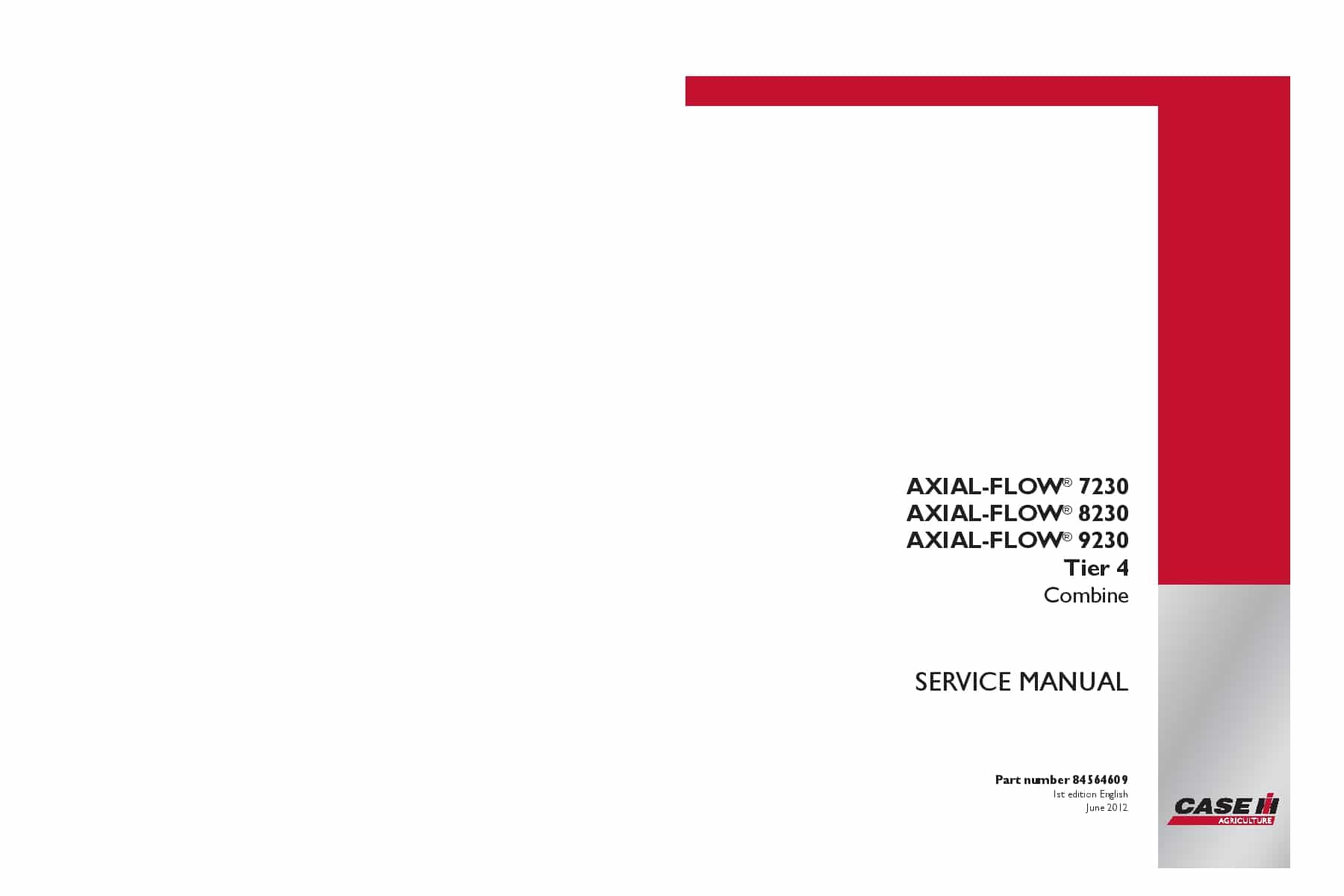 Case Axial-Flow 7230, 8230, 9230 Combine Tier 4 Repair Service Manual PDF Download