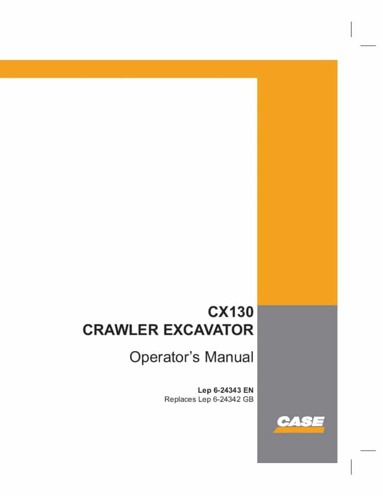 Case CX130 Excavator operator manuals PDF Download