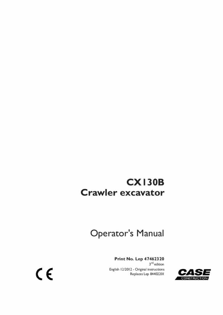 Case CX130B Crawler Excavator operator manuals PDF Download