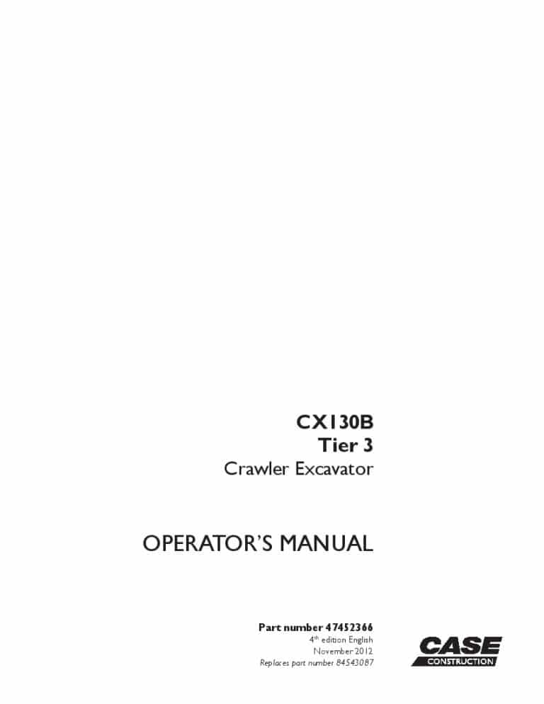 Case CX130B Tier 3 Crawler Excavator operator manuals PDF Download