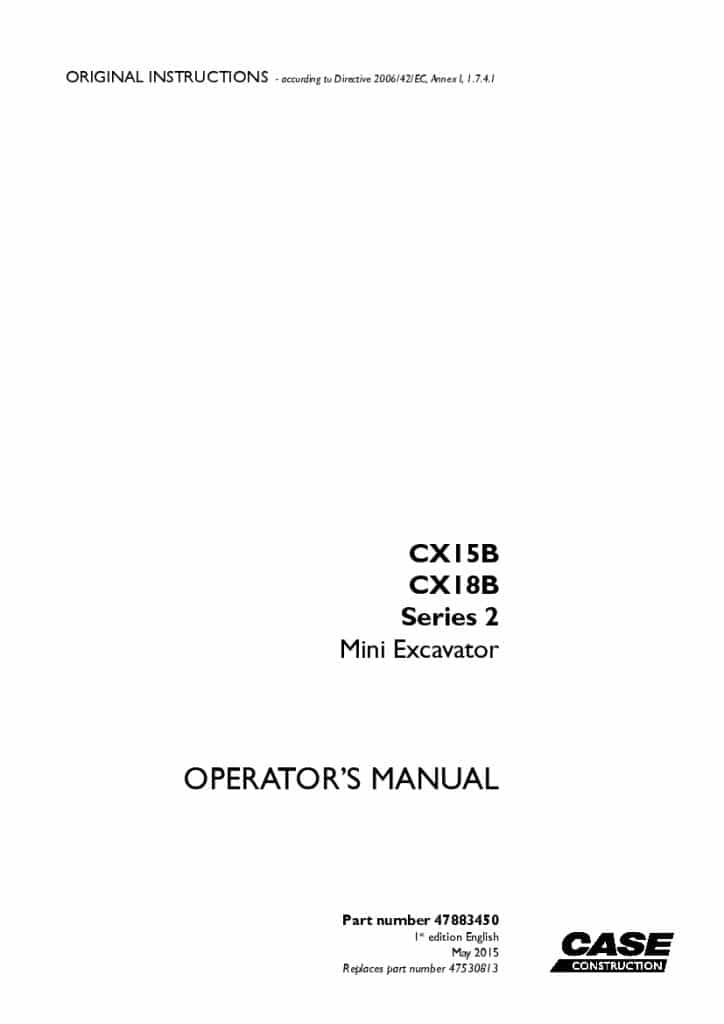 Case CX15B, CX18B Series 2 Mini Excavator operator manuals PDF Download