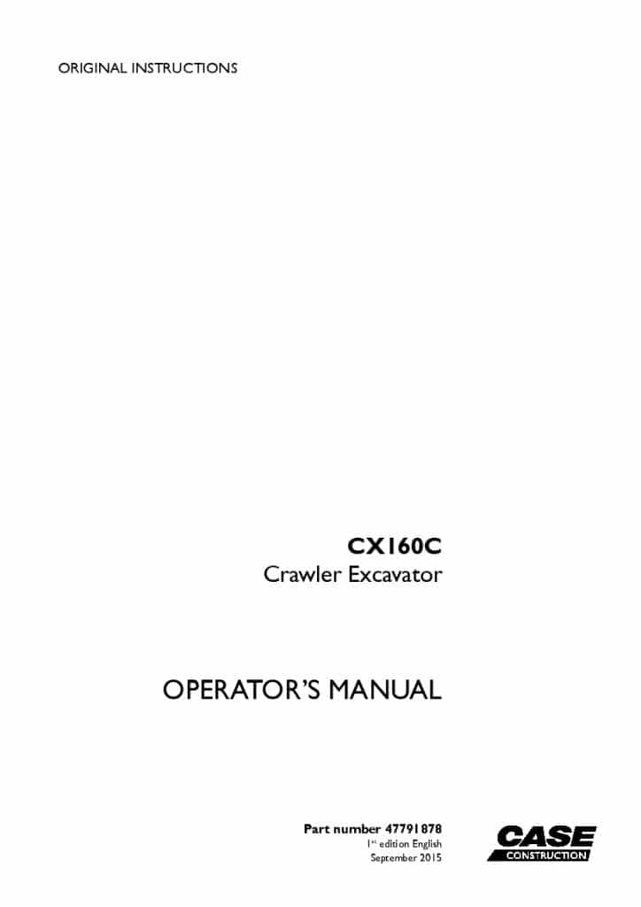 Case CX160C Crawler excavator operator manuals PDF Download