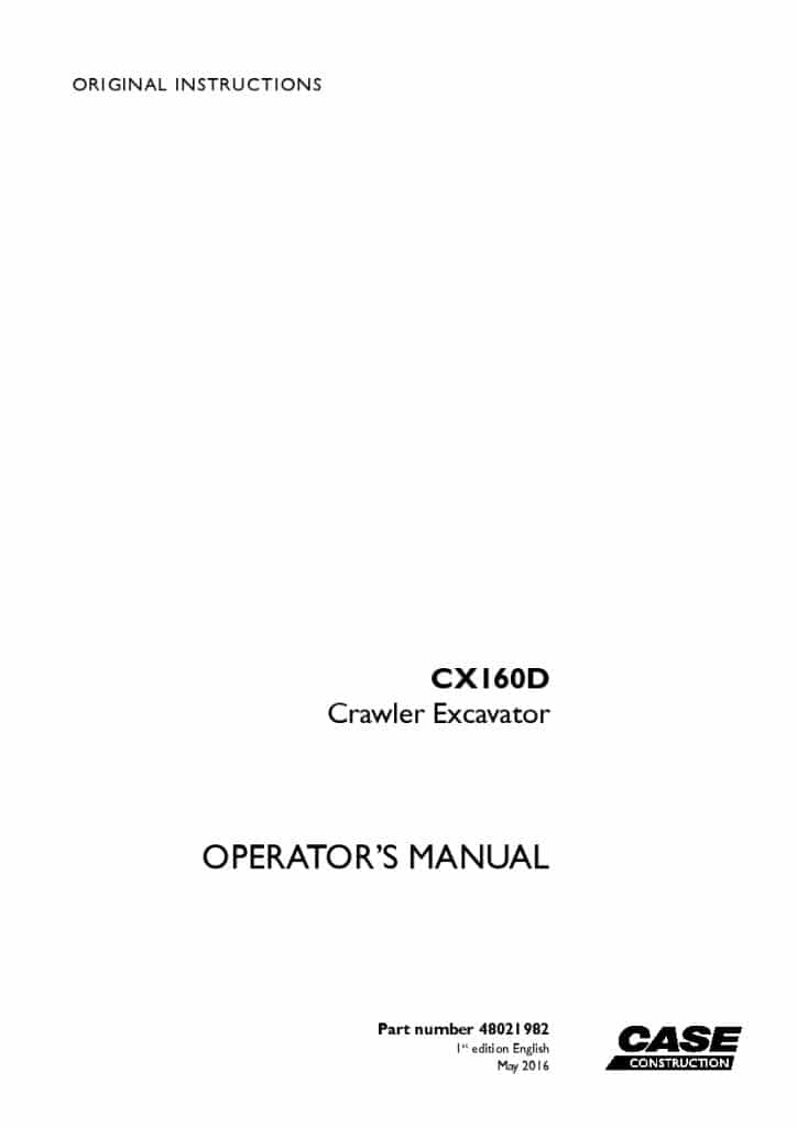 Case CX160D Crawler excavator operator manuals PDF Download
