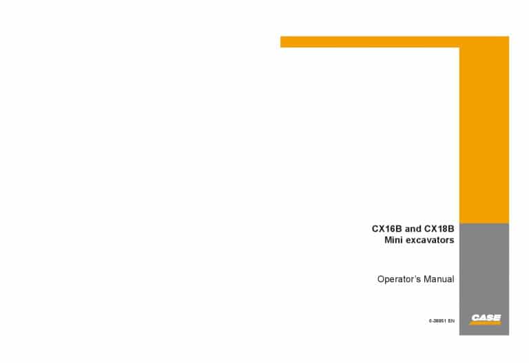 Case CX16B CX18B Excavator operator manuals PDF Download