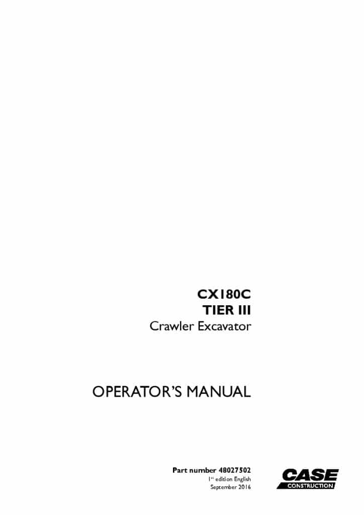 Case CX180C Tier III Crawler excavator operator manuals PDF Download