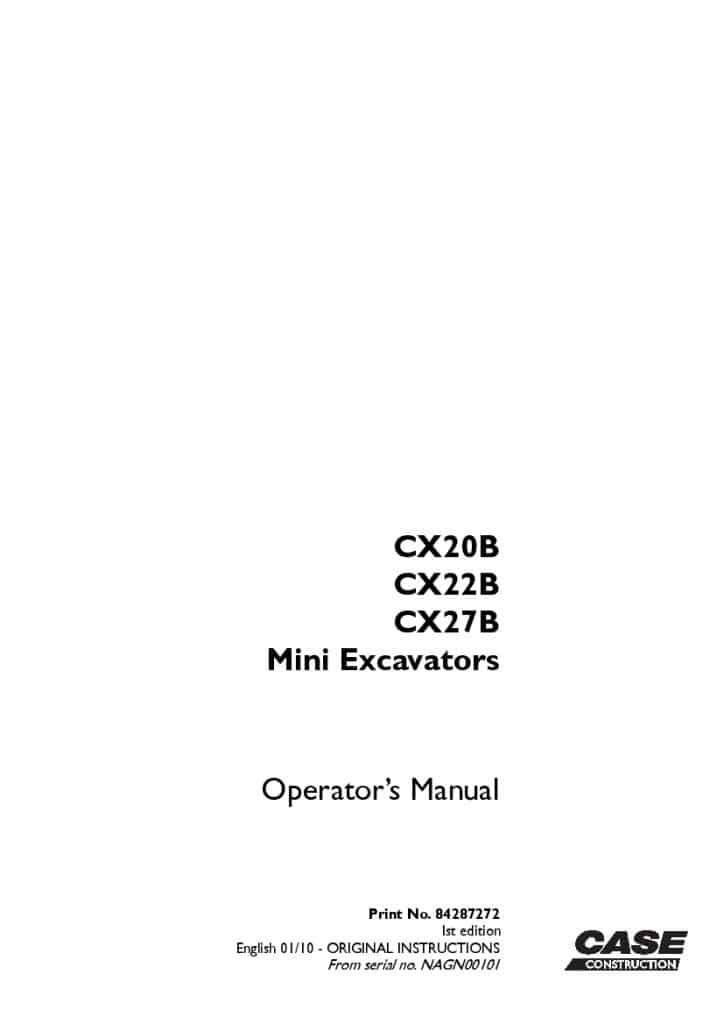 Case CX20B CX22B CX27B Mini Excavators operator manuals PDF Download