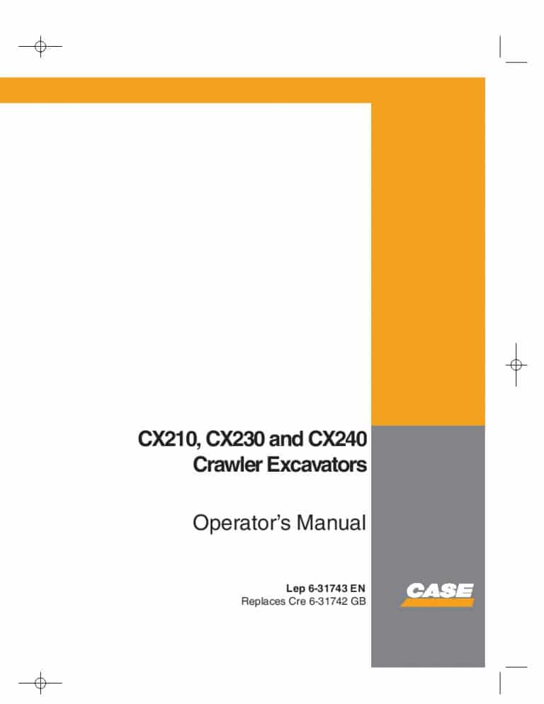 Case CX210 CX230 Excavator operator manuals PDF Download