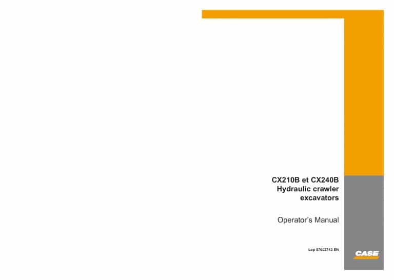 Case CX210B CX240B Excavators operator manuals PDF Download