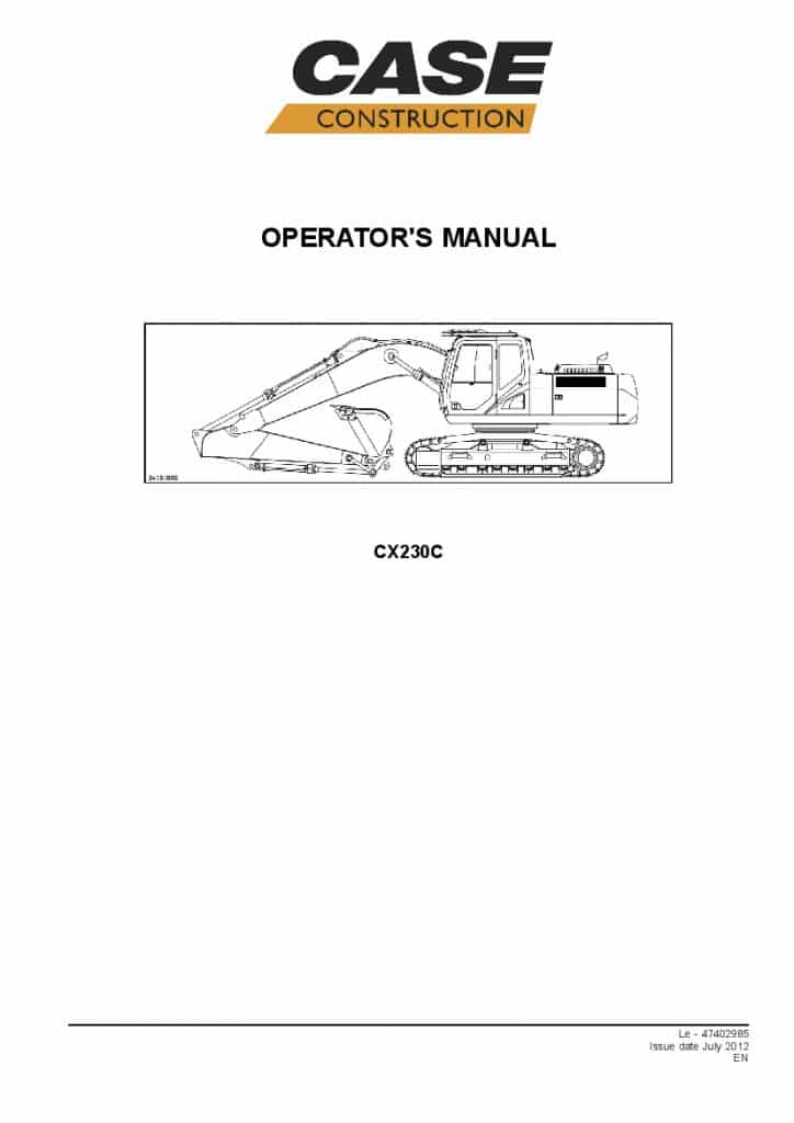 Case CX230C Crawler Excavators operator manuals PDF Download