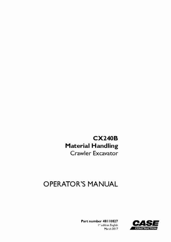 Case CX240B Material handling crawler excavator operator manuals PDF Download