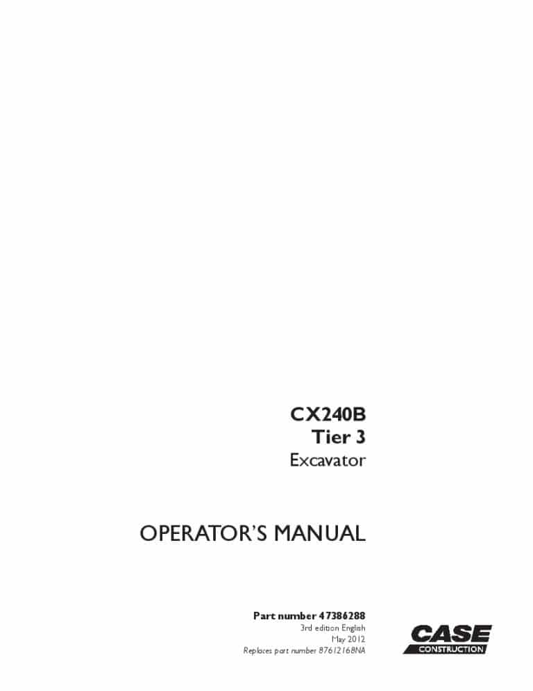 Case CX240B Tier 3 Excavator operator manuals PDF Download