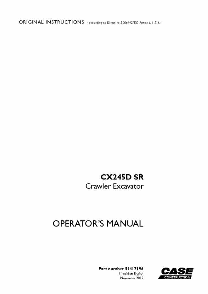 Case CX245D SR Crawler Excavator operator manuals PDF Download