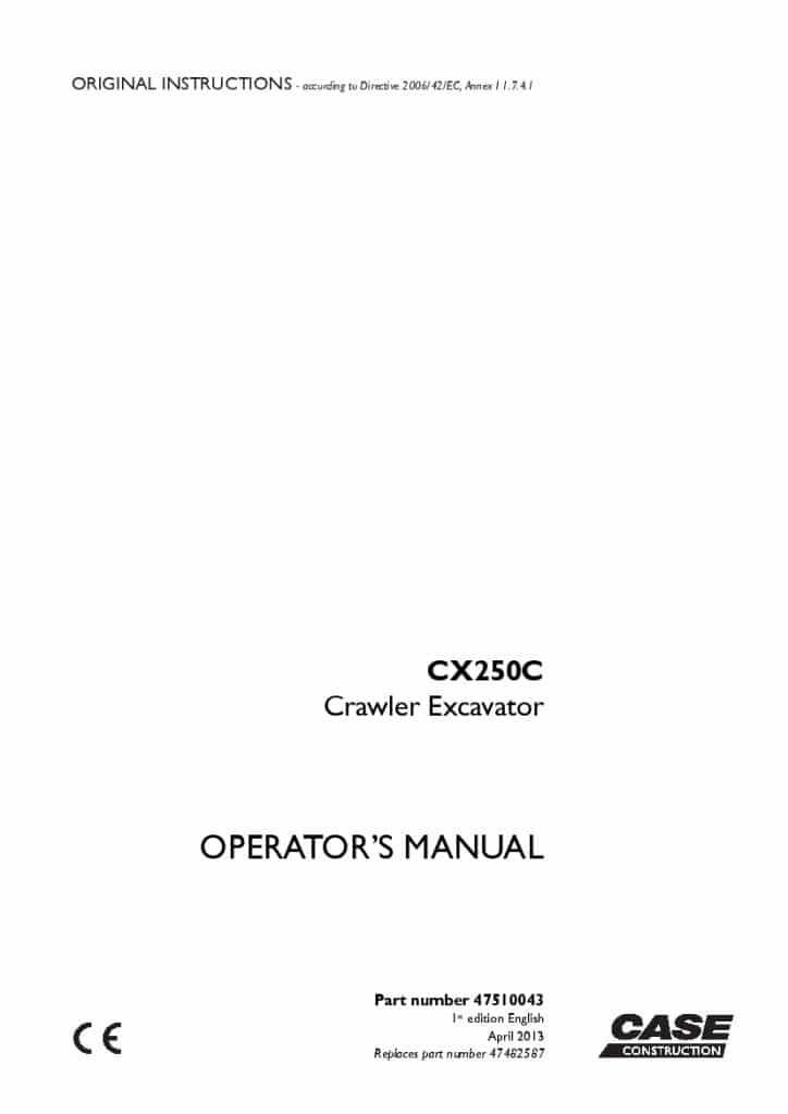 Case CX250C Crawler Excavator operator manuals PDF Download