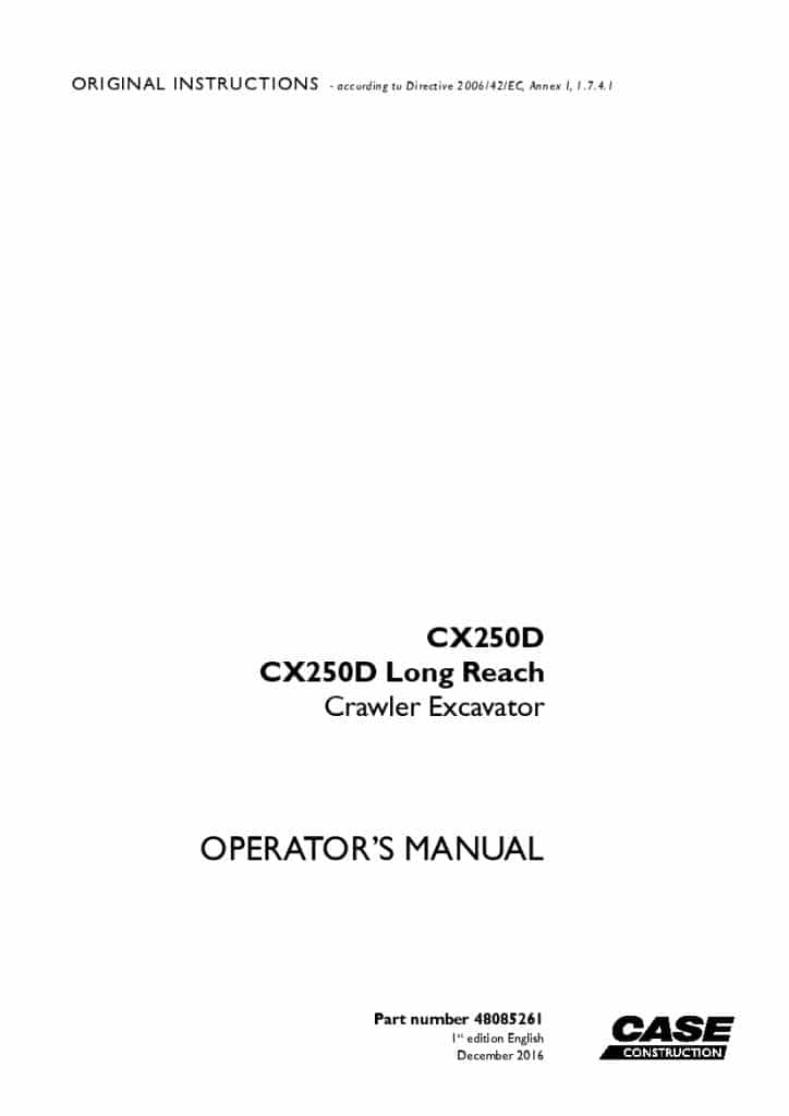 Case CX250D, CX250D Long Reach Crawler Excavator operator manuals PDF Download