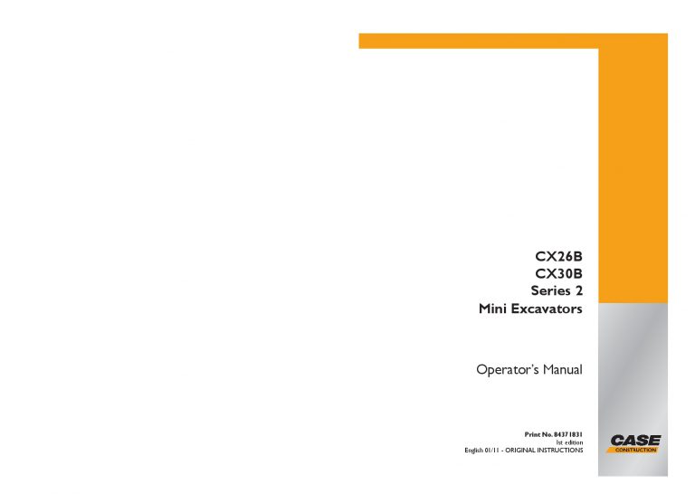 Case CX26B CX30B Series 2 Mini Excavators operator manuals PDF Download
