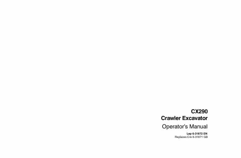 Case CX290 Excavator operator manuals PDF Download
