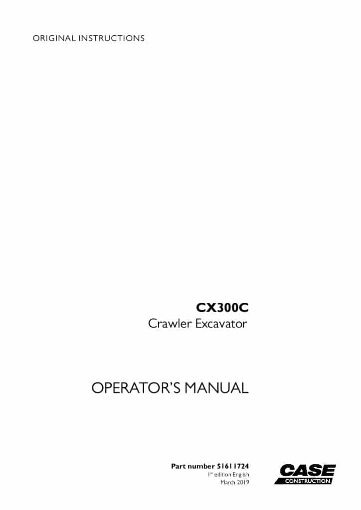 Case CX300C Crawler Excavator operator manuals PDF Download