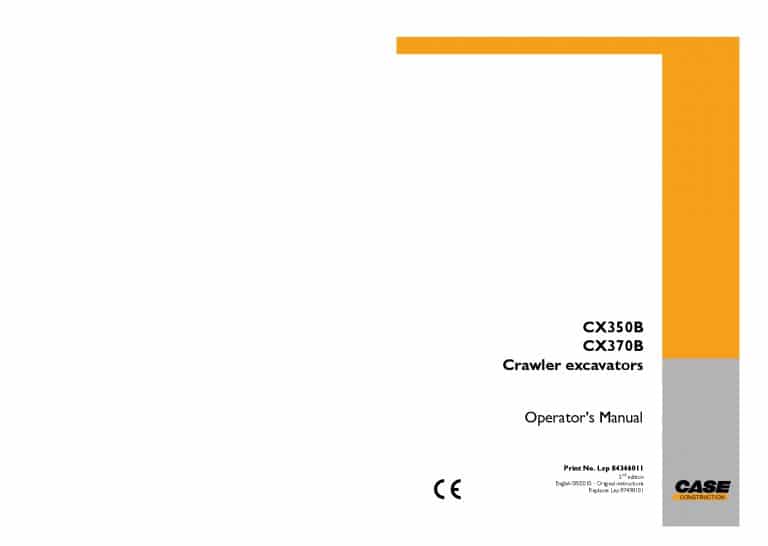 Case CX350B CX370B Crawler Excavators operator manuals PDF Download