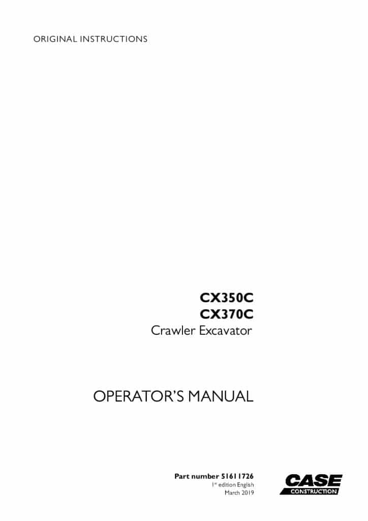 Case CX350C, CX370C Crawler Excavator operator manuals PDF Download