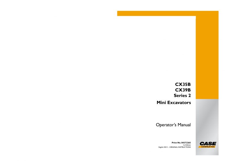 Case CX35B CX39B Mini Excavators operator manuals PDF Download