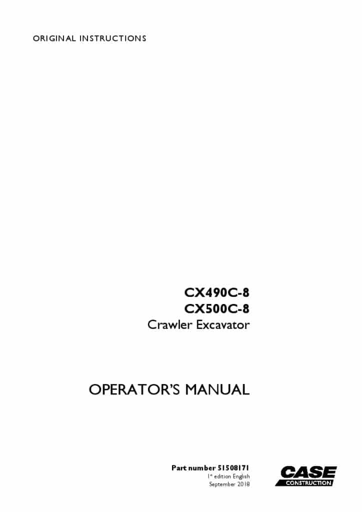 Case CX490C-8, CX500C-8 Crawler Excavator operator manuals PDF Download