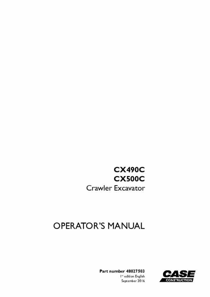 Case CX490C, CX500C Crawler excavator operator manuals PDF Download