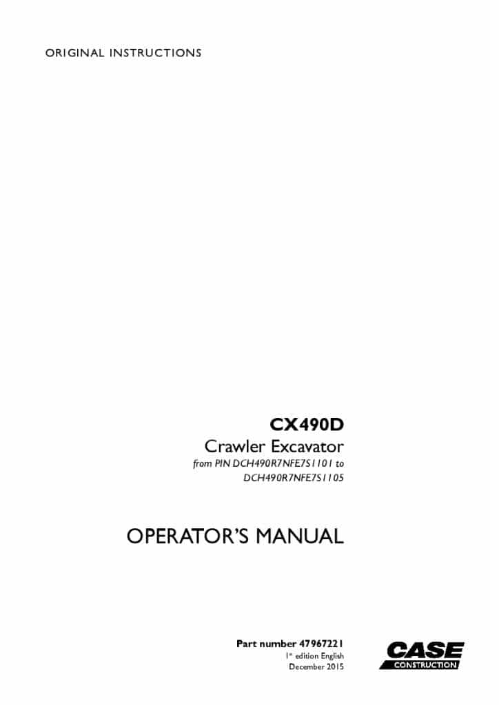 Case CX490D Crawler excavator operator manuals PDF Download