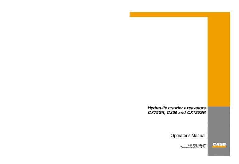 Case CX75SR CX80 CX135SR operator manuals PDF Download