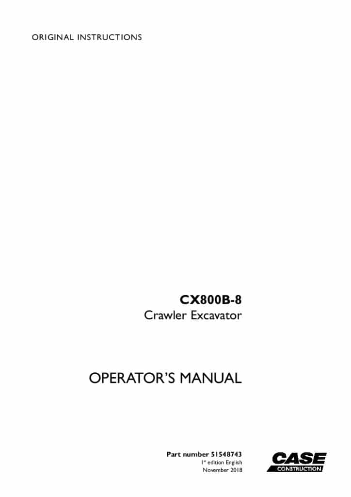Case CX800B-8 Crawler Excavator operator manuals PDF Download