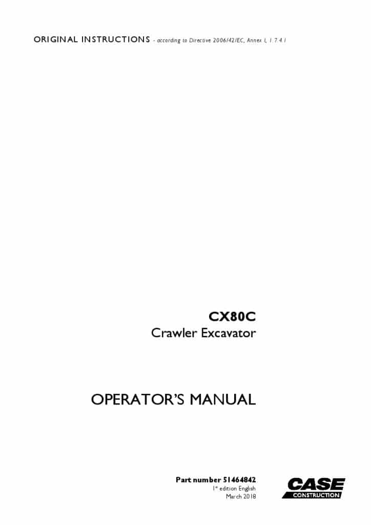 Case CX80C Crawler Excavator operator manuals PDF Download