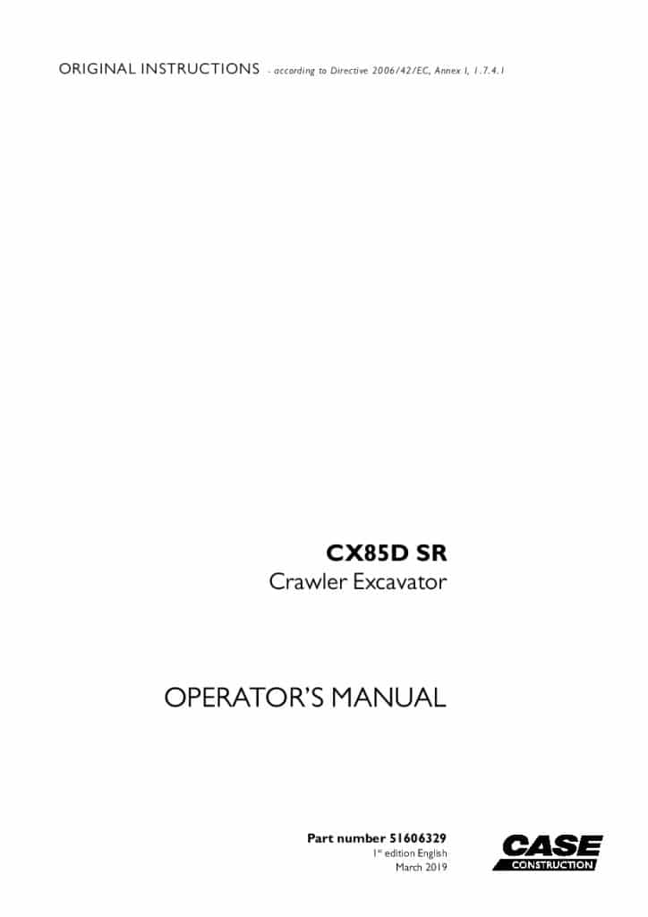 Case CX85D SR Crawler Excavator operator manuals PDF Download