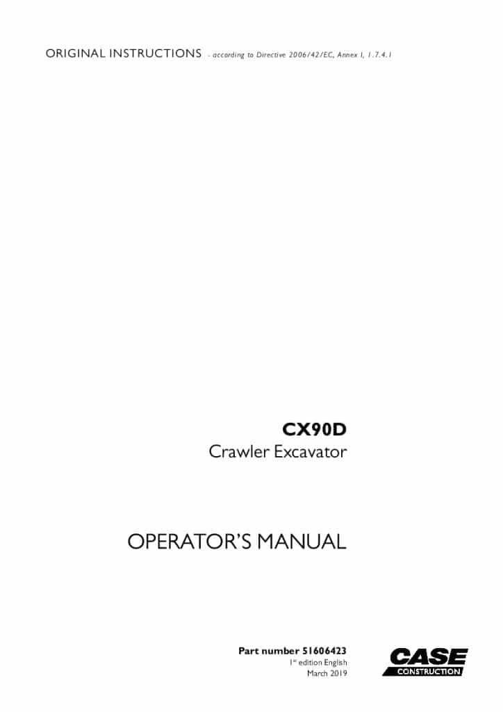 Case CX90D Crawler Excavator operator manuals PDF Download