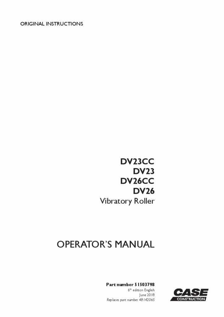 Case DV23CC, DV23, DV26CC, DV26 Vibratory Roller operator manuals PDF Download