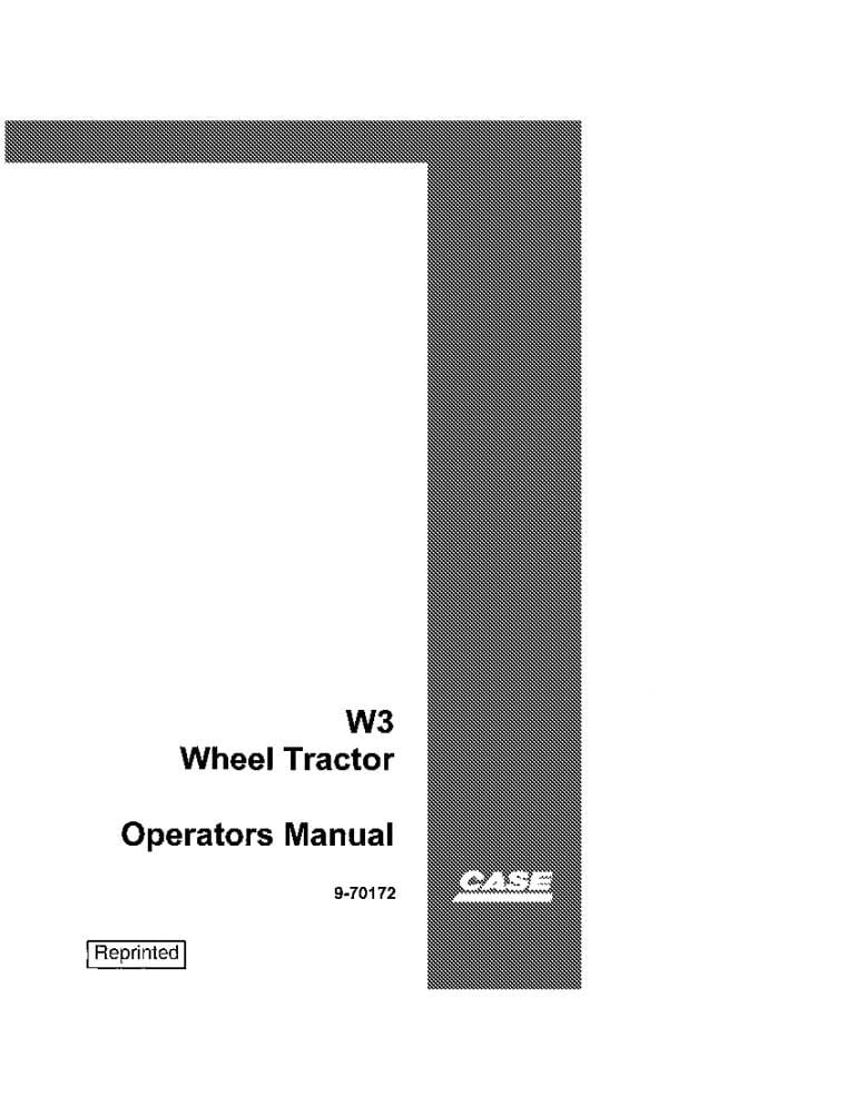 Case Diesel Engine only for W3 Wheel Tractor operator manuals PDF Download