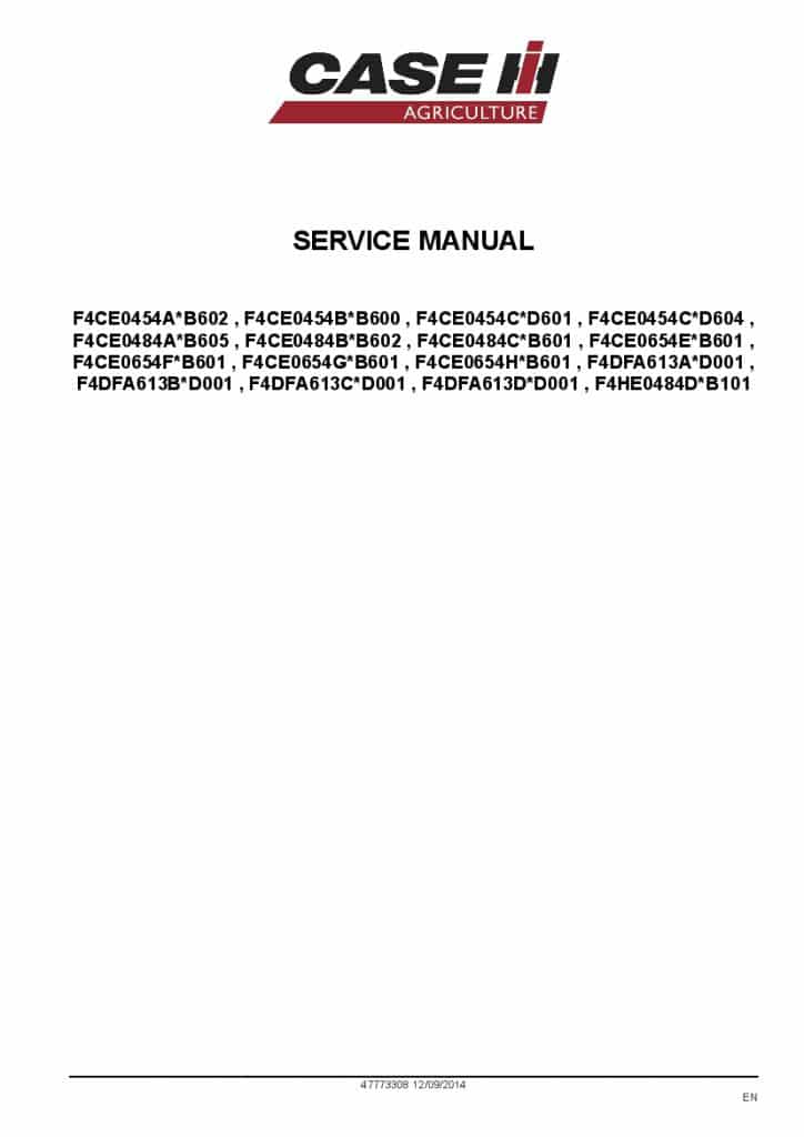 Case F4CE0454 F4CE0484 F4CE0654 F4DFA613 F4HE0484 Engine Repair Service Manual PDF Download