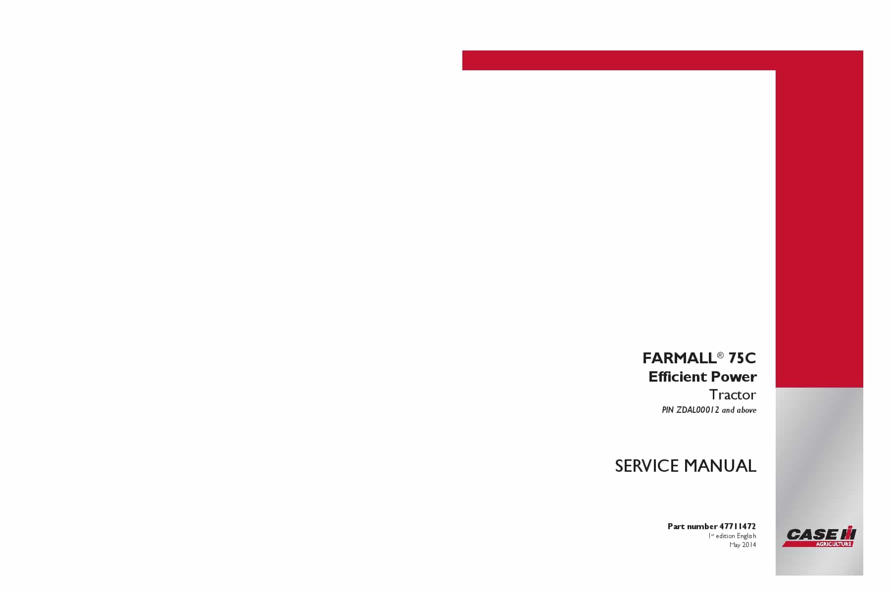 Case FARMALL 75C Efficient Power Tractor Repair Service Manual PDF Download