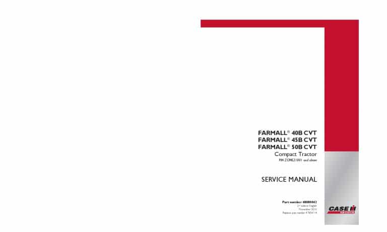 Case Farmall 40B CVT, 45B CVT, 50B CVT Compact tractor Repair Service Manual PDF Download