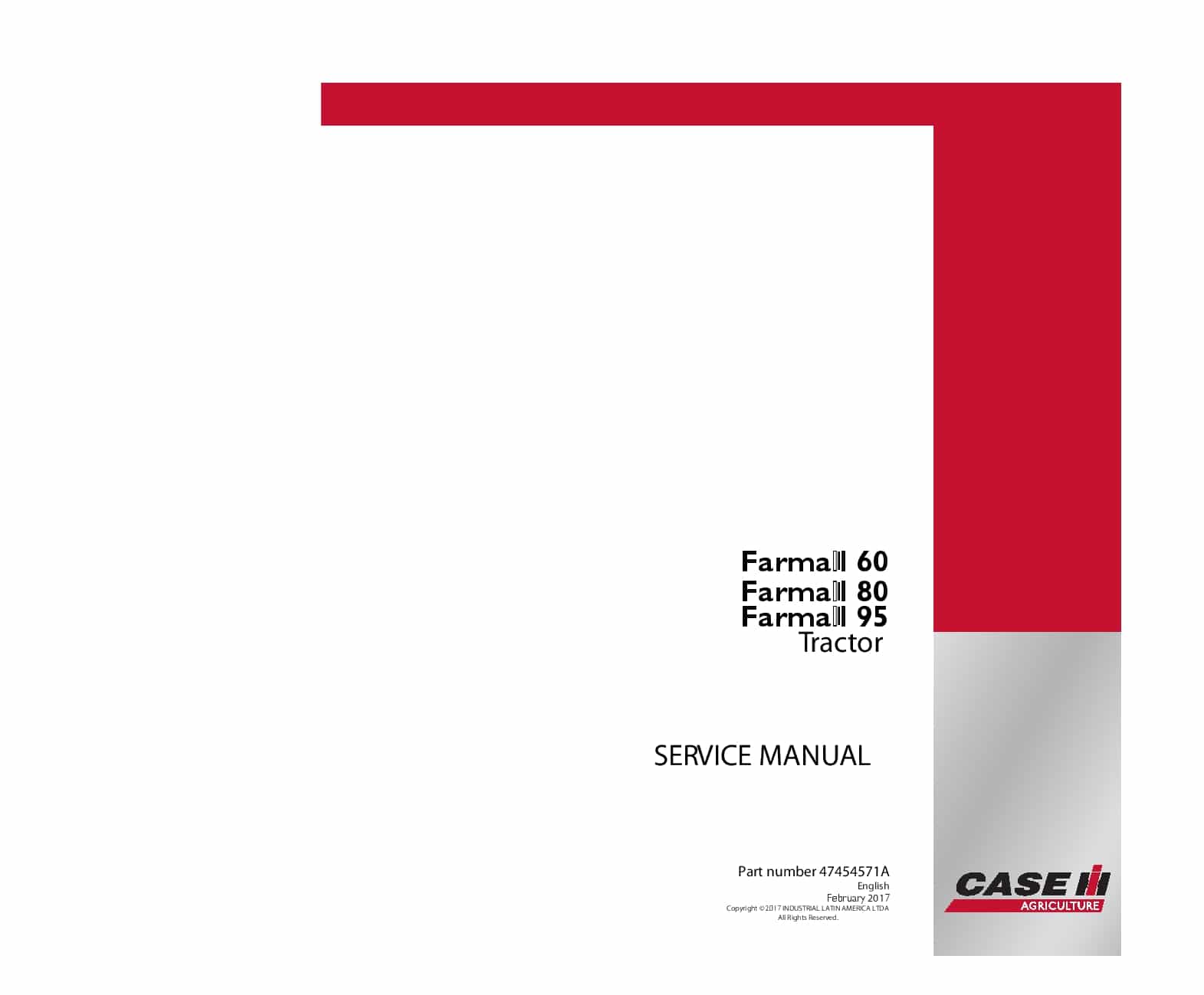 Case Farmall 60, Farmall 80, Farmall 95 Tractor Repair Service Manual PDF Download
