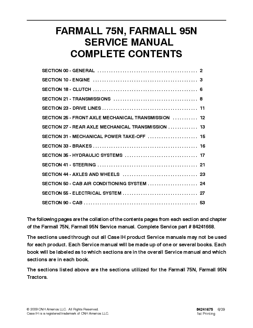 Case Farmall 75N, Farmall 95N Tractors Repair Service Manual PDF Download