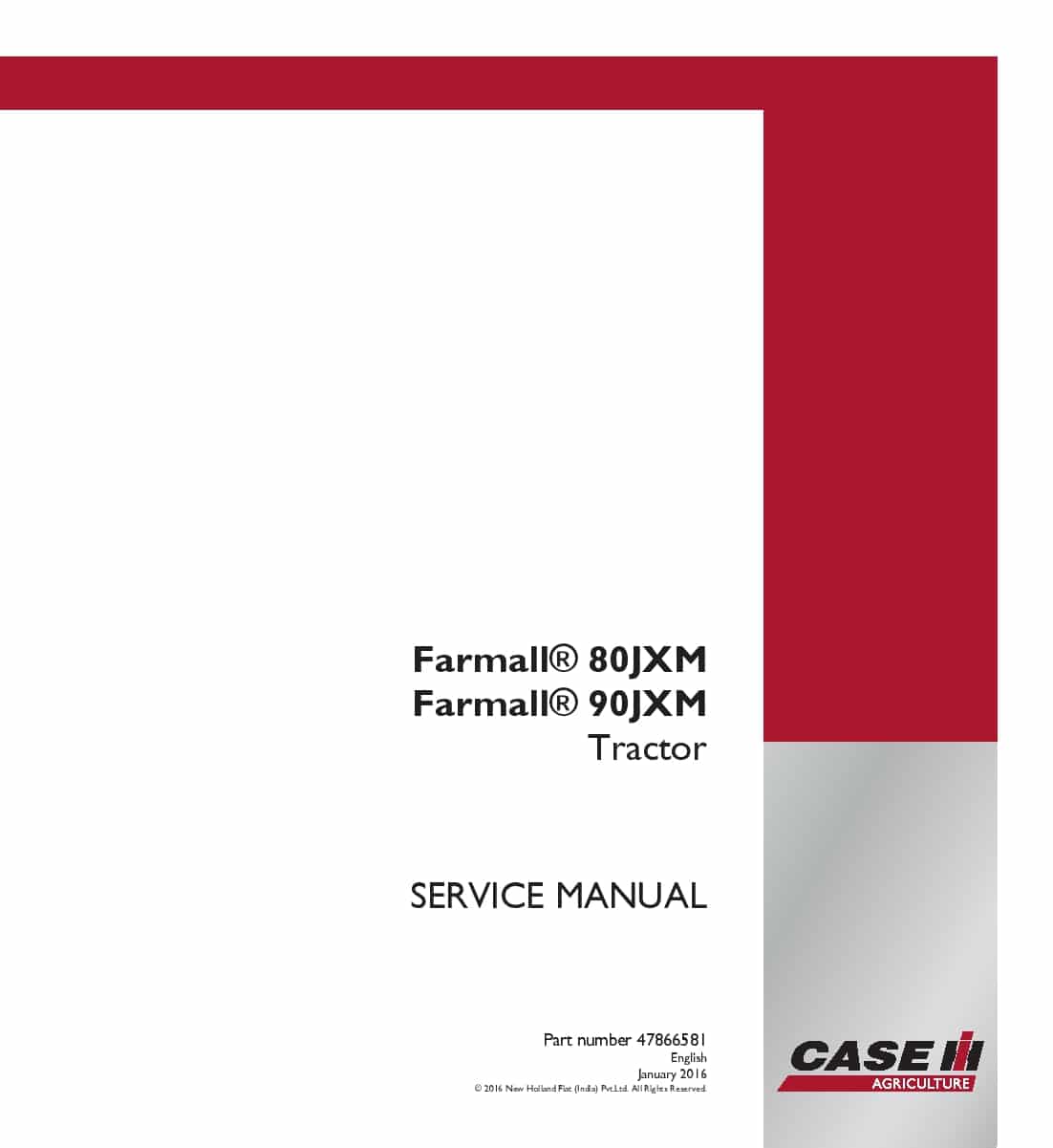Case Farmall 80JXM, Farmall 90JXM Tractor Repair Service Manual PDF Download