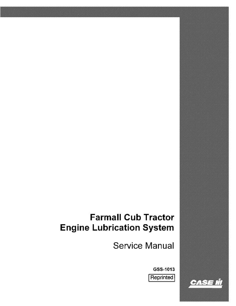 Case Farmall cub tractor engine lubrication system Repair Service Manual PDF Download