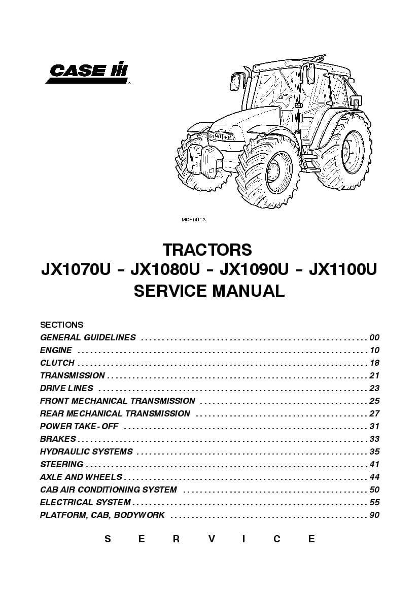 Case JX1060U, JX1070U, JX1090U, JX1100U Tractor Repair Service Manual PDF Download