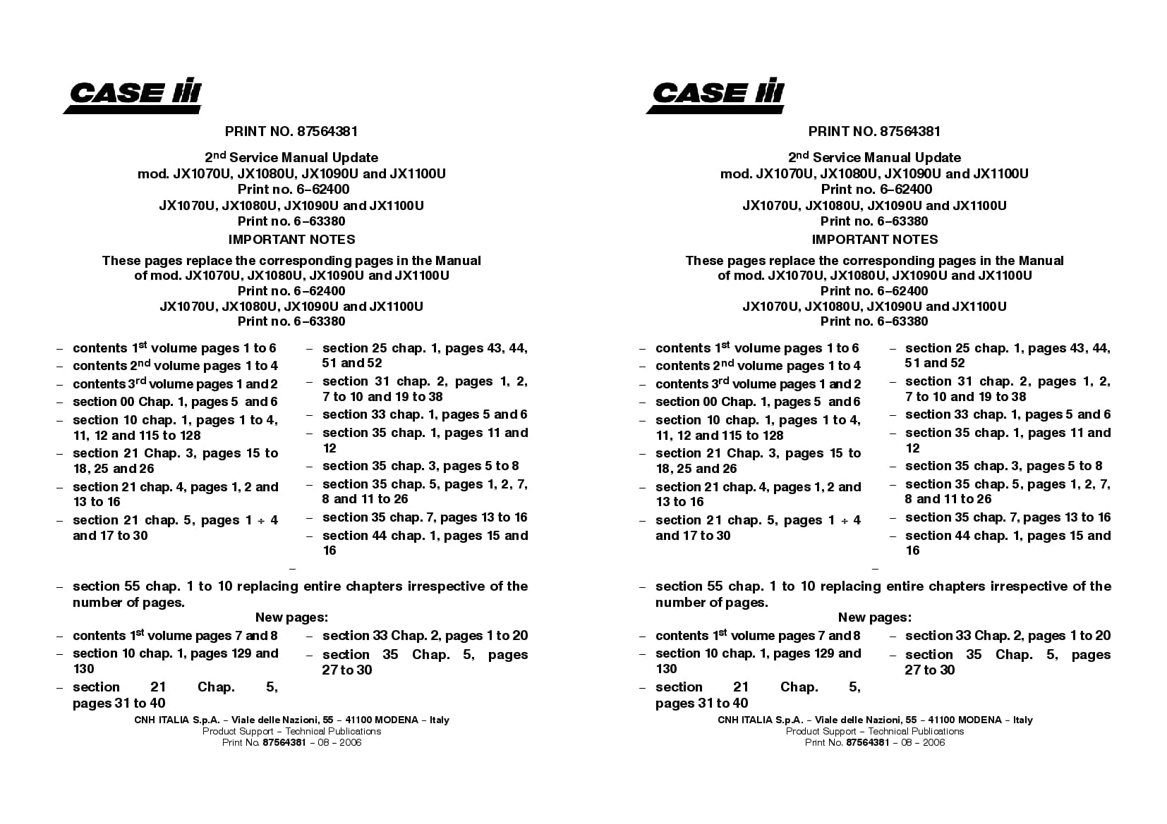 Case JX1070U, JX1080U, JX1090U, JX1100U Tractors Repair Service Manual PDF Download